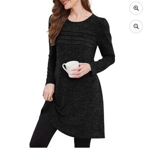 Mini dress long sleeve  charcoal gray size large new